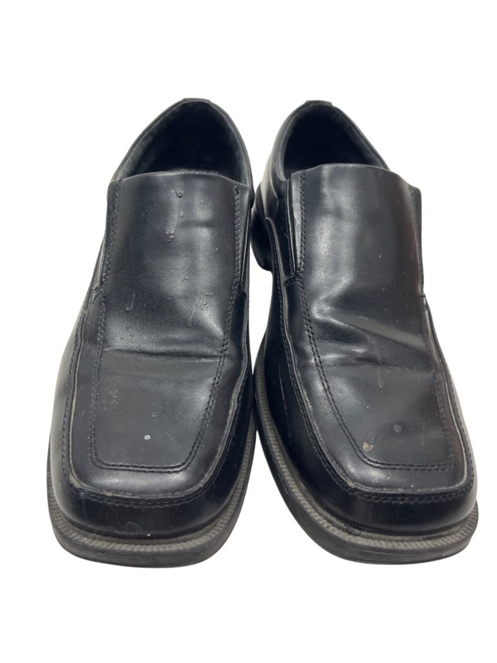 Black Leather Slip-On Dress Shoes Size 10 Comfort Inner Sole Durable Rubber Outs